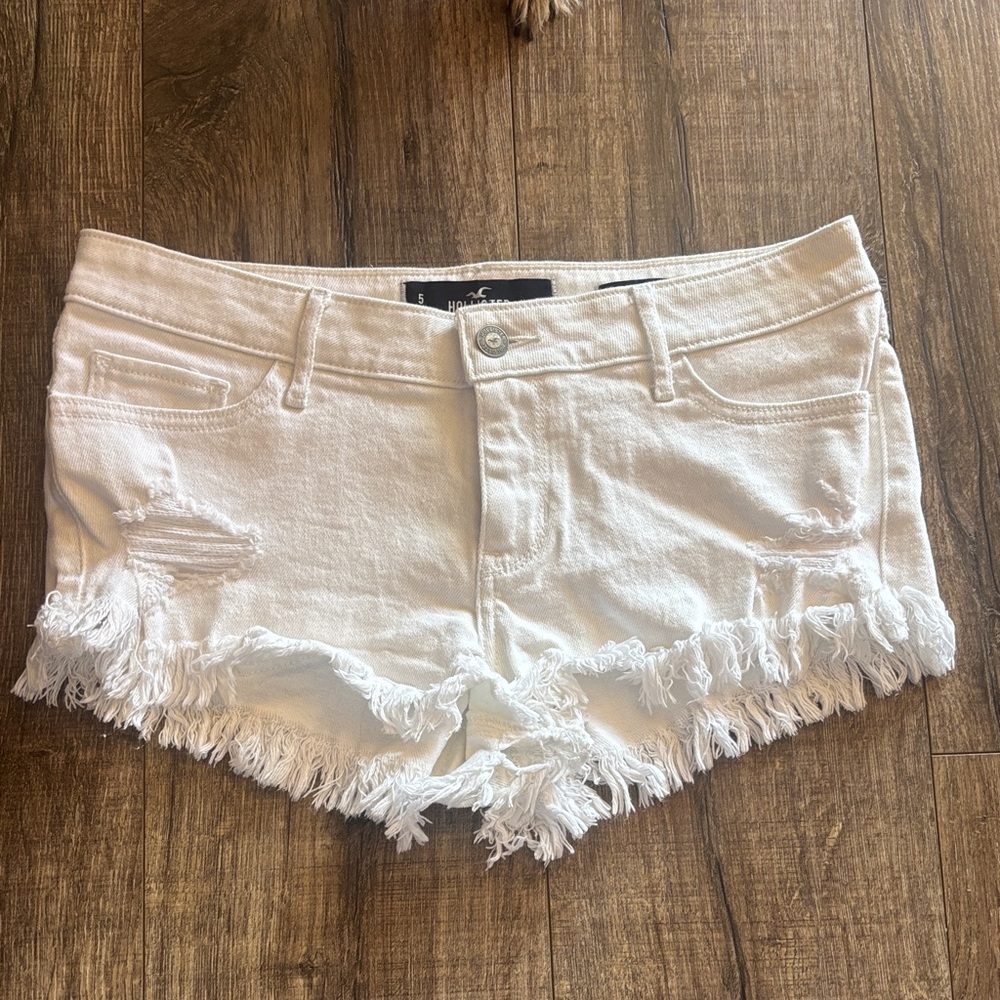 White Frayed Hollister Denim Shorts